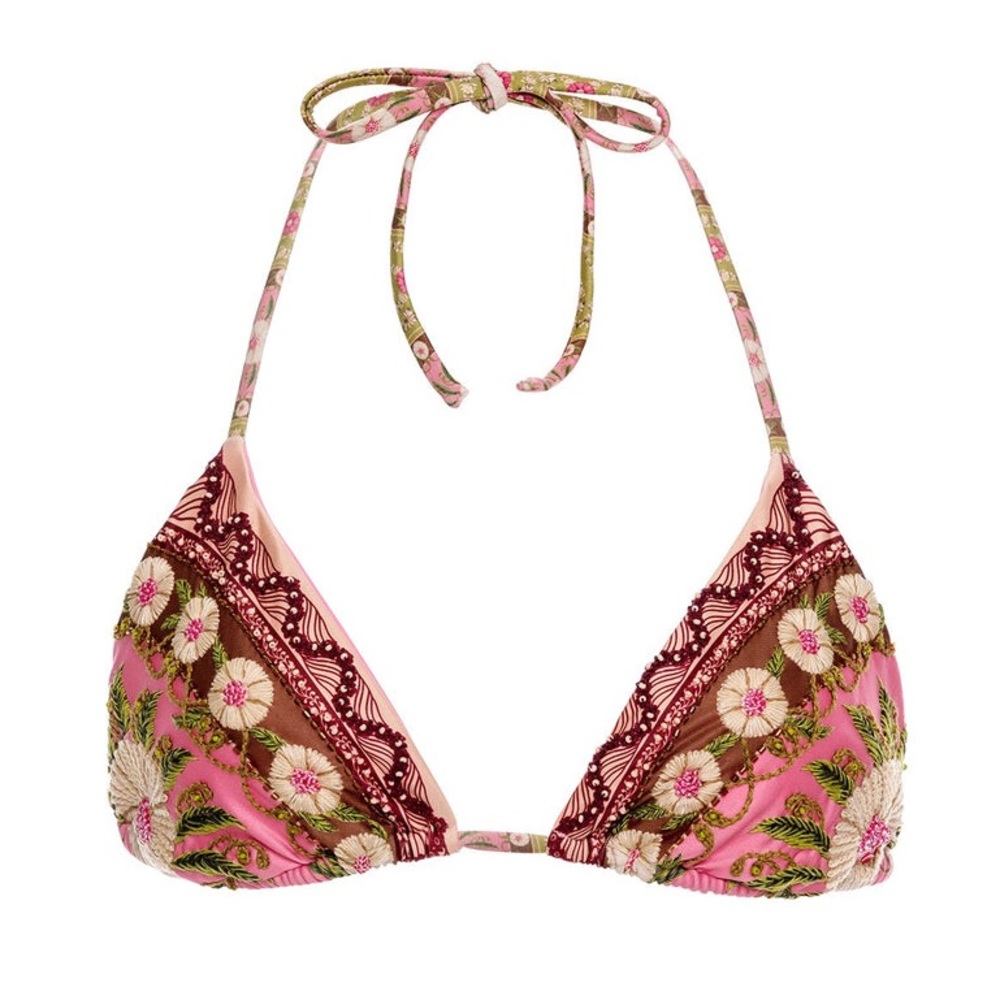 Agua Bendita SET Bikini 2 Pieces-Lolita Top & Tammy Bottom in Pink Embroidered - Picture 6 of 16